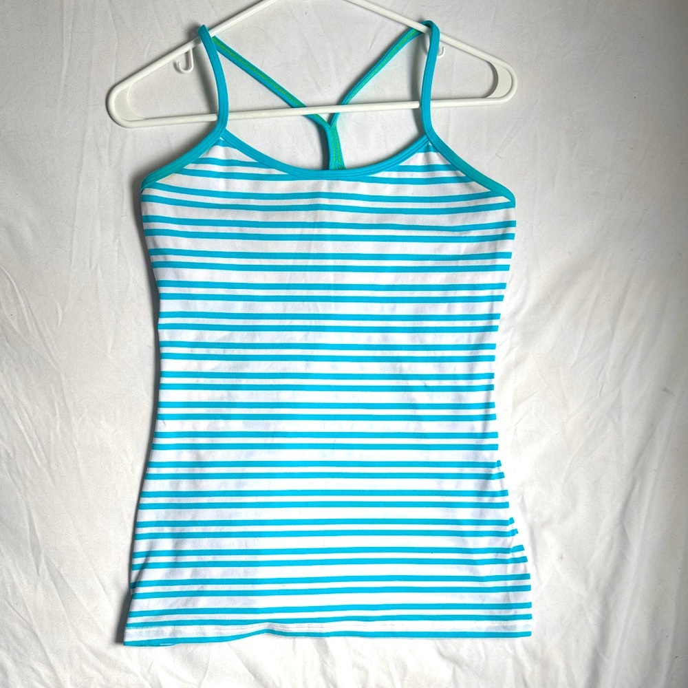Lululemon power Y tank top. Striped Blue and White Tank Top